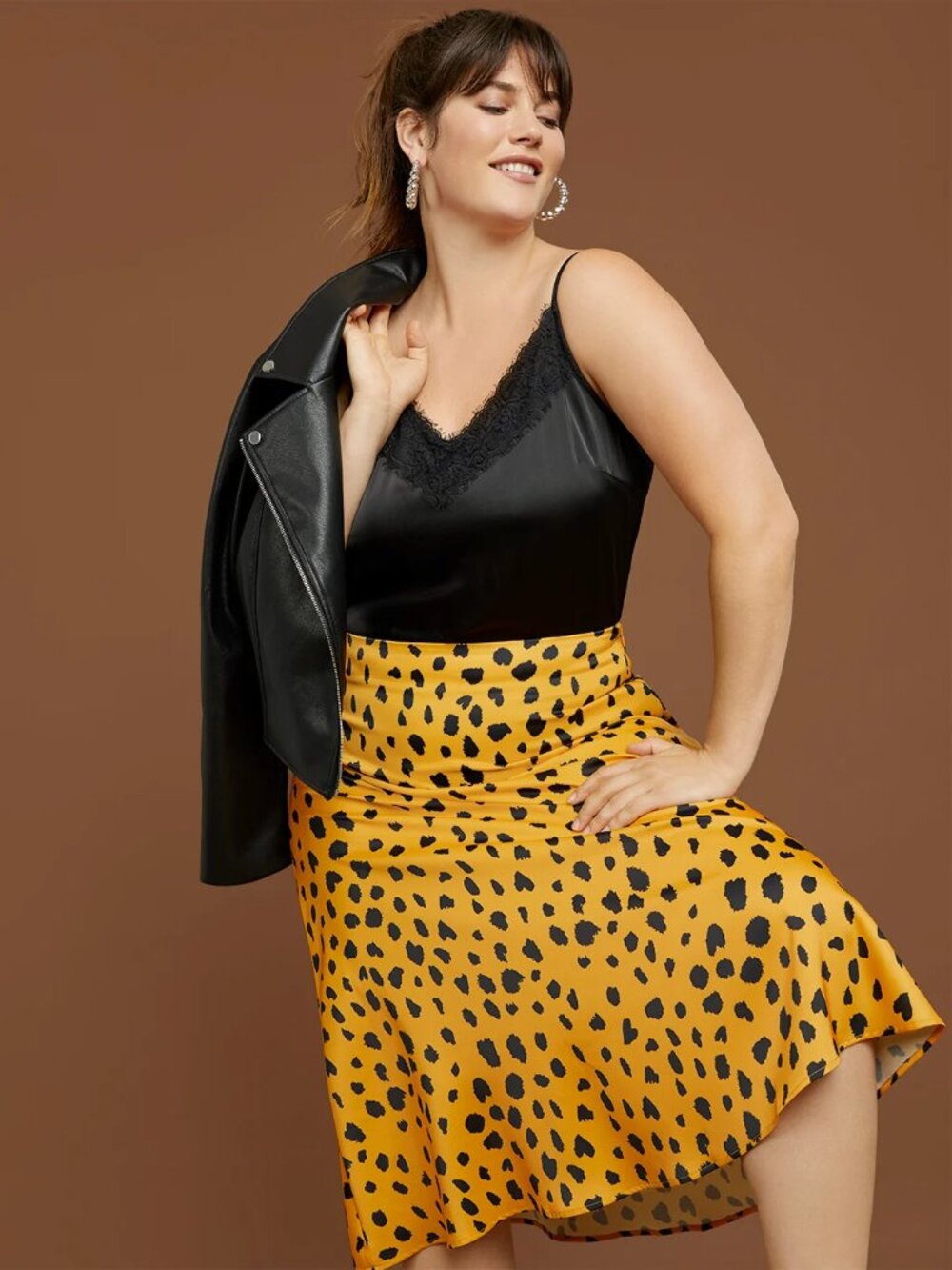 Refinery 29 x Eloquii Perfect Satin Cheetah Animal Print Slip Skirt Sz 18
